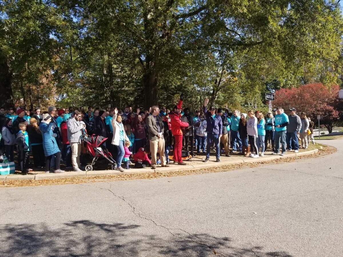 Anti-abortion protesters gather on the traffic circle outside A Woman’s Choice of Raleigh in this photo from 2019.