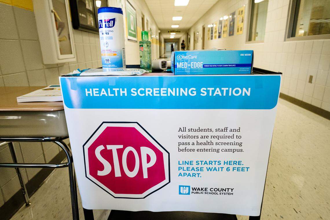 The Wake County school system has created health screening stations at all schools that people must go through before they’re allowed in the building.