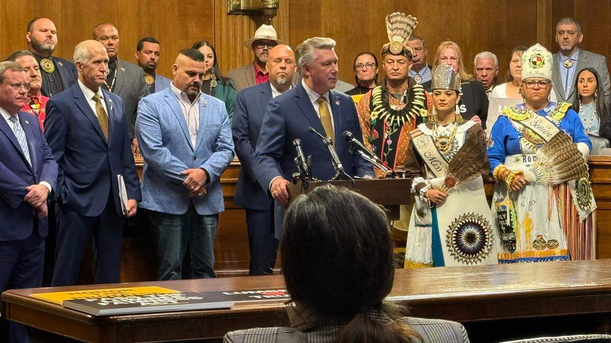 Members of North Carolina’s congressional delegation stand with the Lumbee Tribe of North Carolina as the seek federal recognition from Congress.