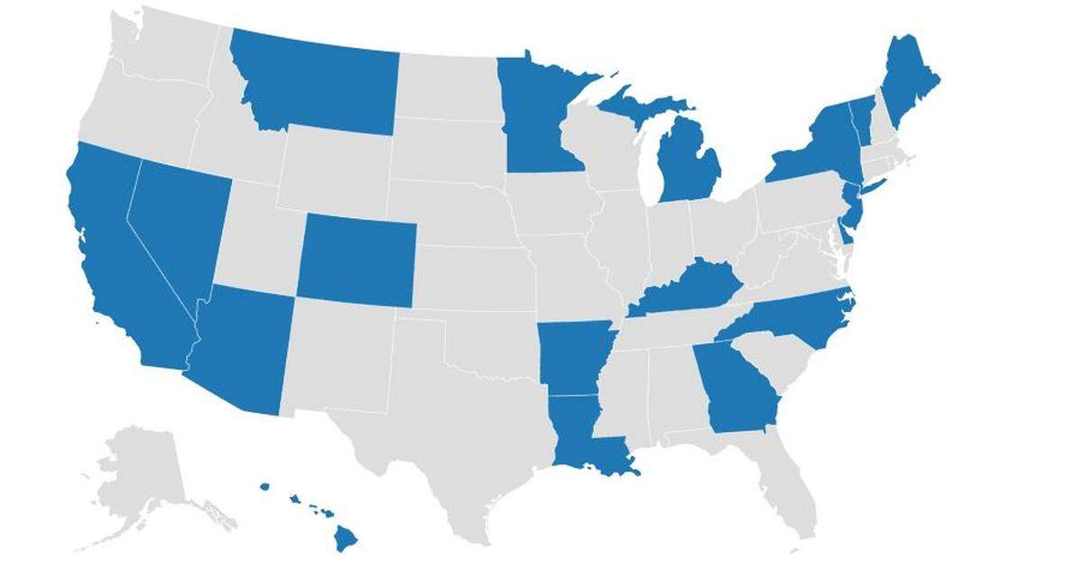 A map shows which states had opened lookback windows for child sexual assaults as of fall 2021.