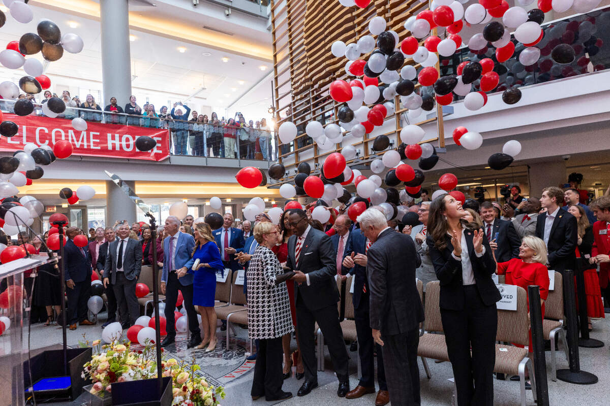 Balloons are dropped after Kevin Howell, an N.C. State alumnus and longtime N.C. State and UNC System administrator, was formally announced as the university’s next chancellor during a ceremony at Talley Student Union on Tuesday, March 18, 2025.