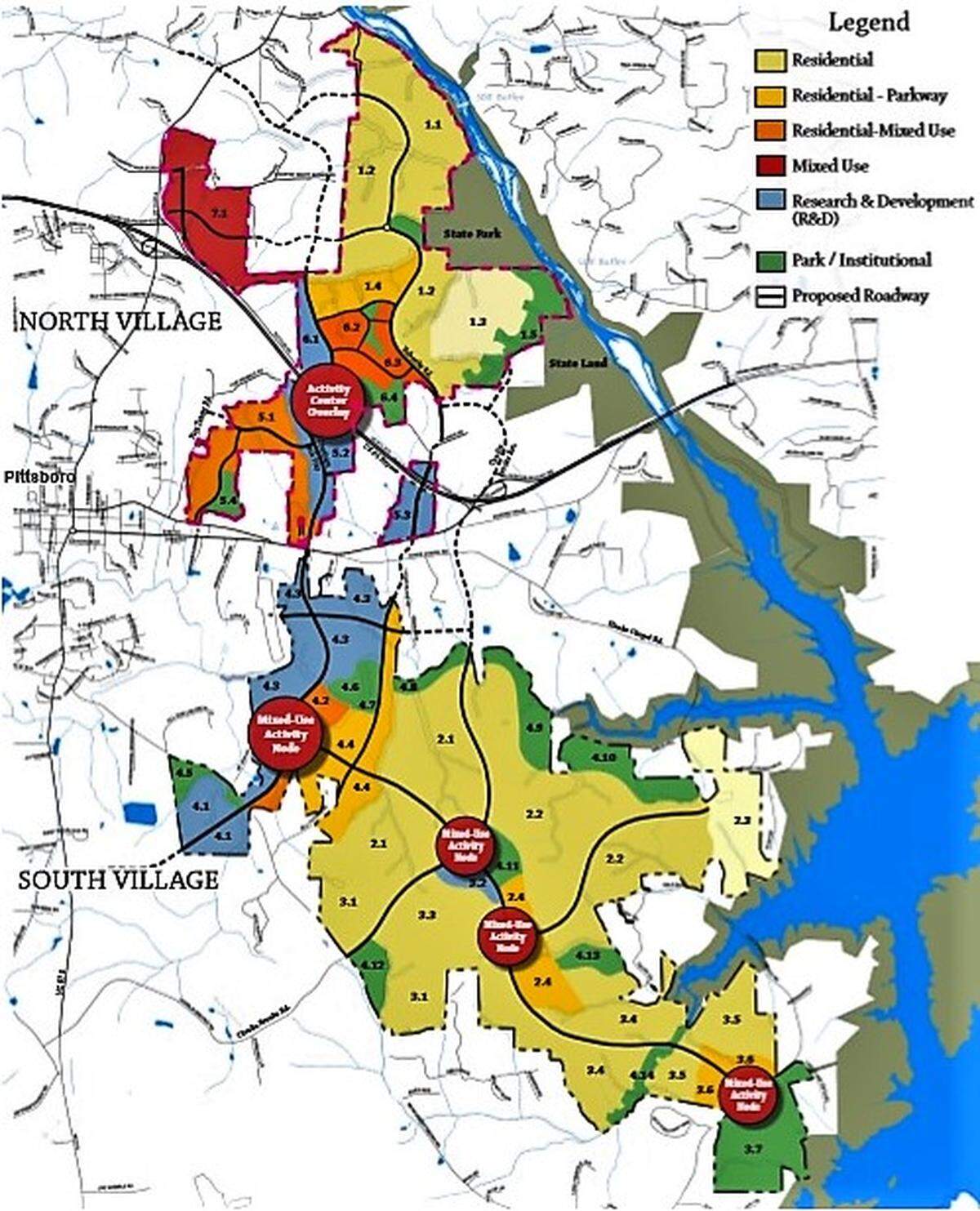 Chatham Park will cover 7,500 acres when completed, from U.S. 15-501 north of Pittsboro to U.S. 15-501 south of town and east to the Haw River.