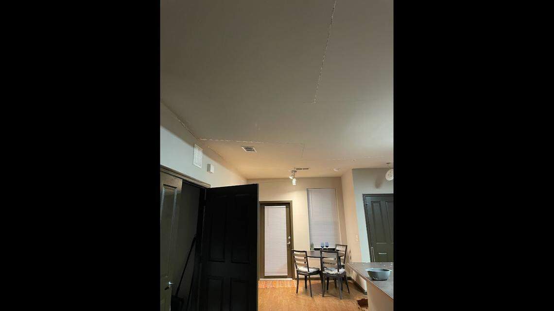 An apartment ceiling started to crack after a packed party in North Carolina, a college student said.