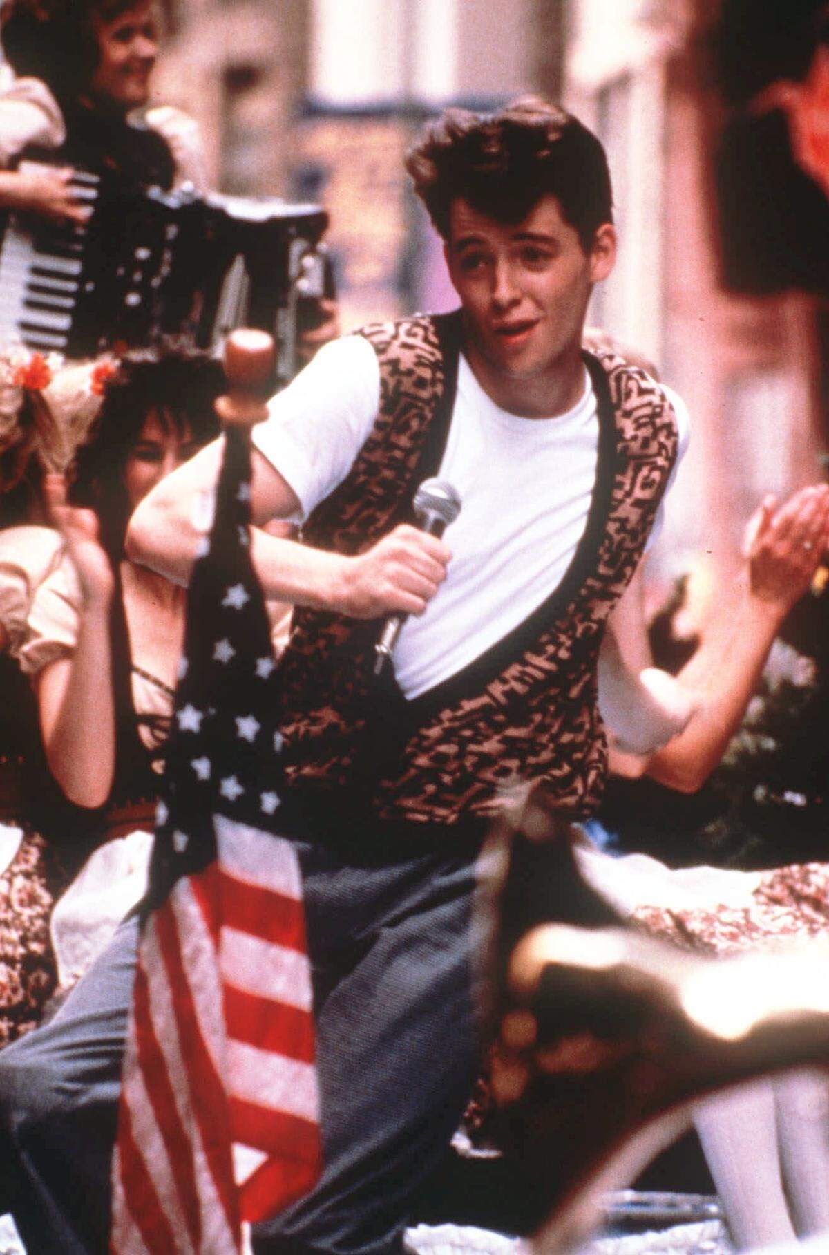 Matthew Broderick appears from a scene from the film “Ferris Bueller’s Day Off” in 1986.