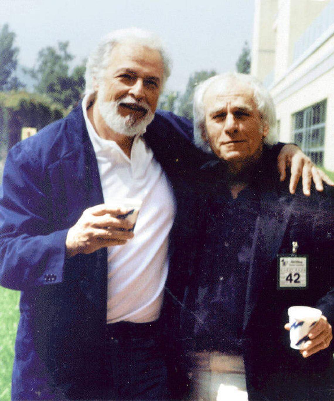 Nick Meglin, left, with MAD cartoonist Mort Drucker.