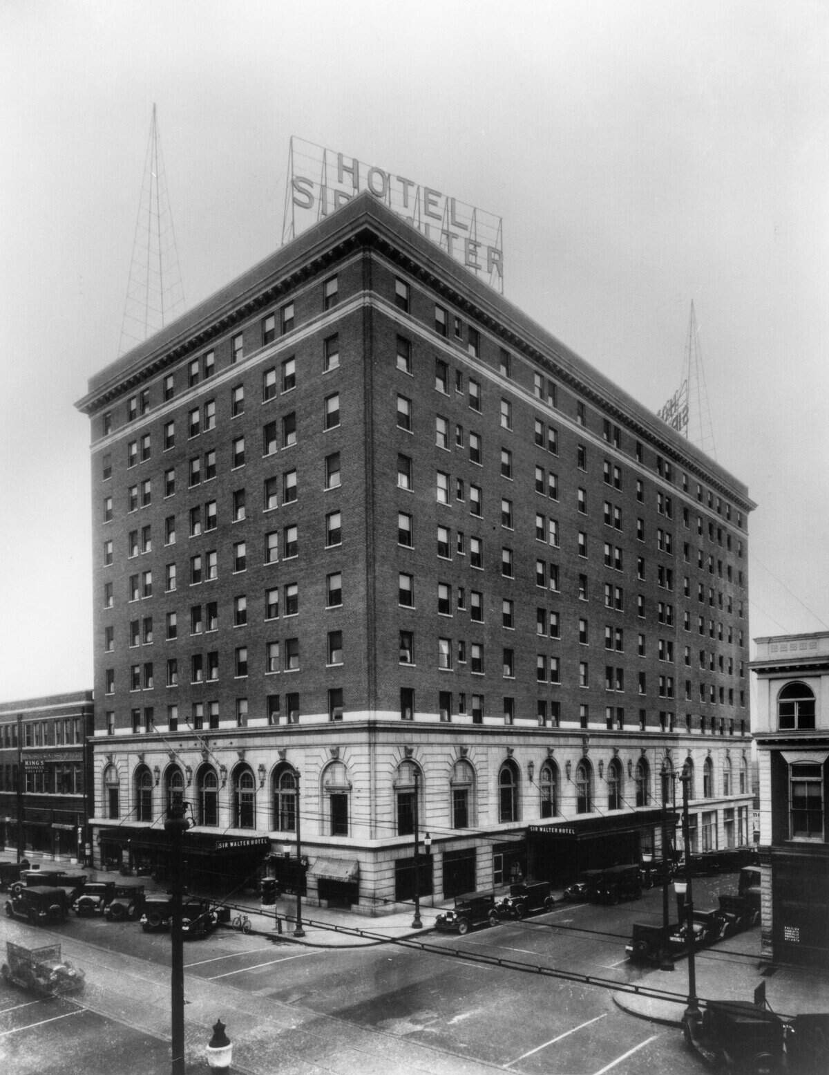 Undated photo of the Hotel Sir Walter on Fayetteville Street in downtown Raleigh, NC.