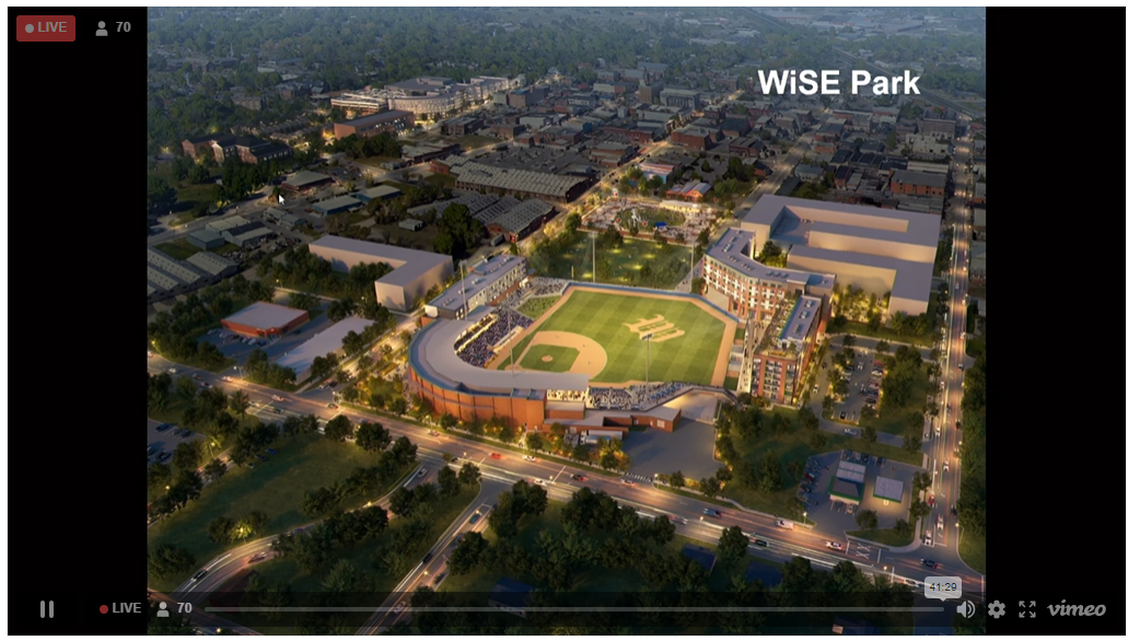A rendering of the new downtown Wilson baseball stadium that will be the future home of the Carolina Mudcats.