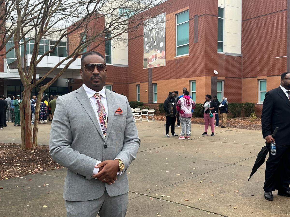 Real estate developer James Montague attends a community vigil following the death of a Southeast High School student