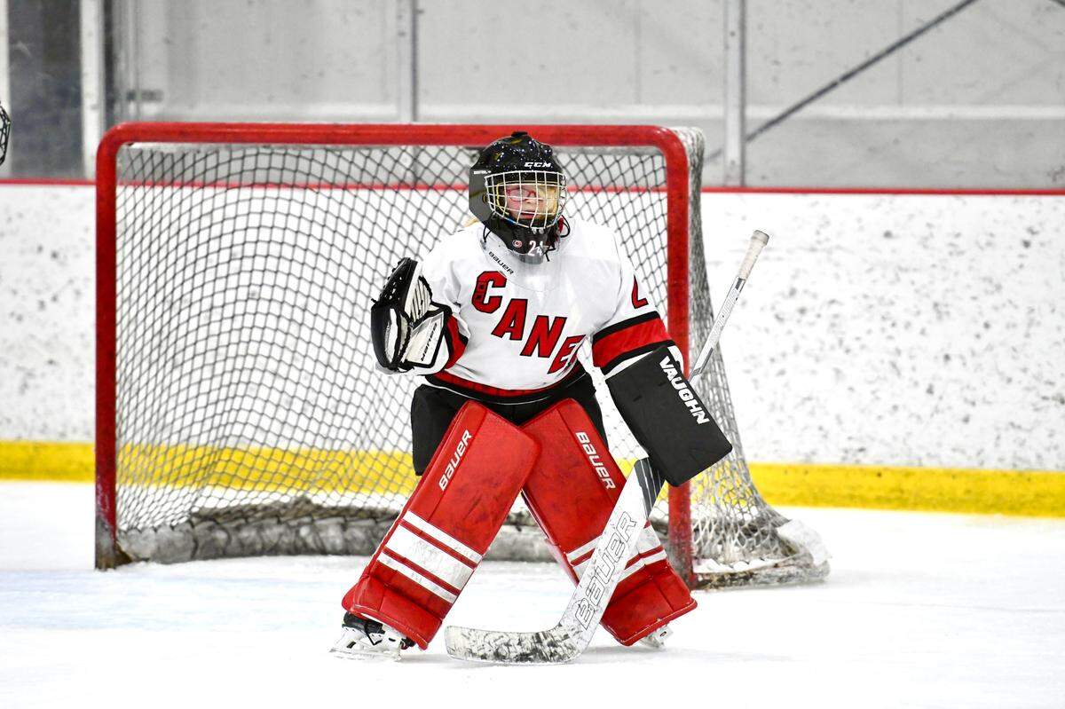 Emma Pelletier readies for a shot during a game in 2024.