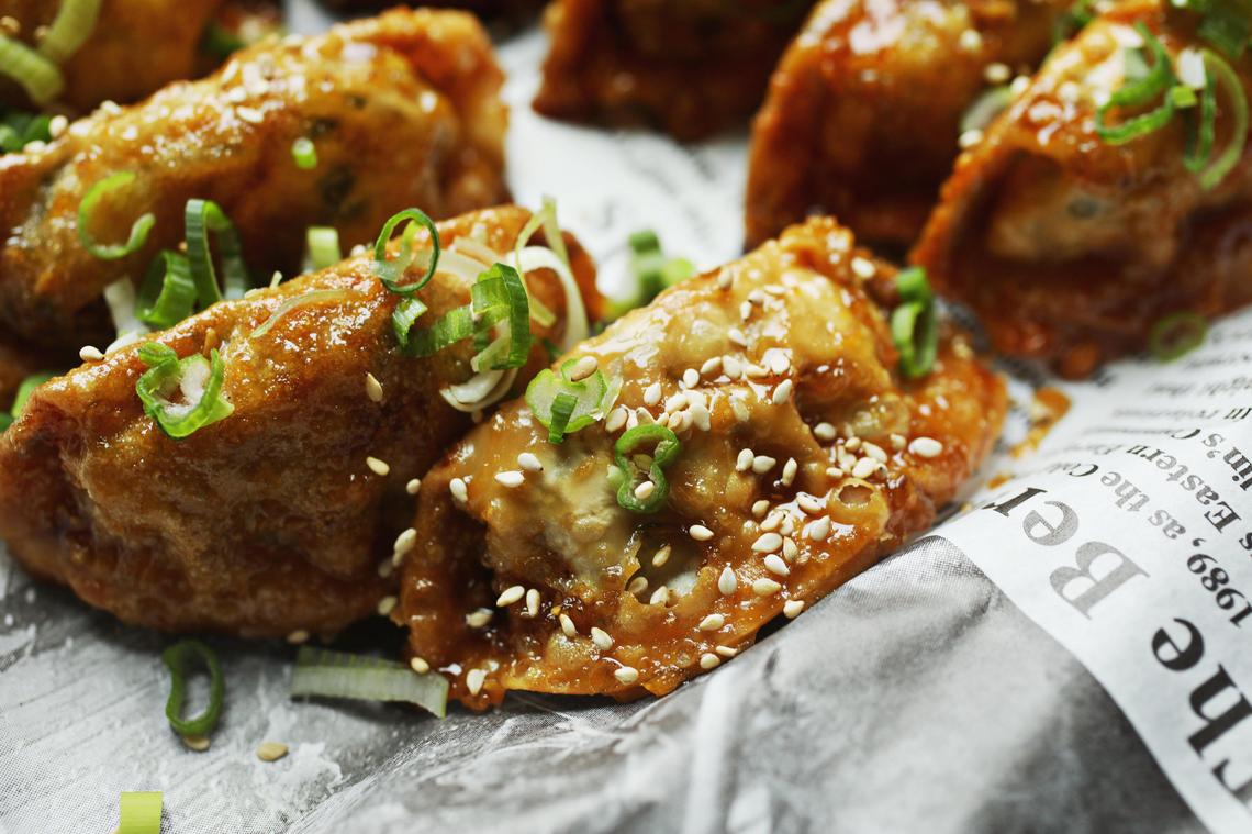 Chicken Bee’s mandu are deep-fried veggie dumplings.