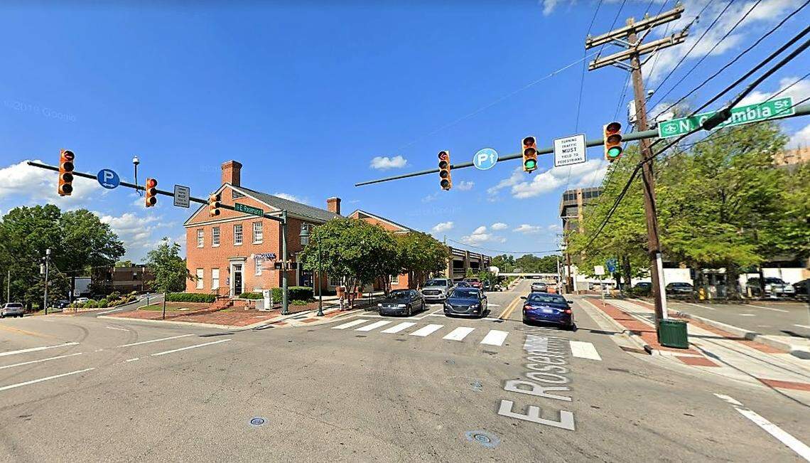 The PNC Bank at the corner of East Rosemary and North Columbia streets in Chapel Hill is closed. Grubb Properties wants to demolish the building and replace it with a seven-story building offering 140 apartments.