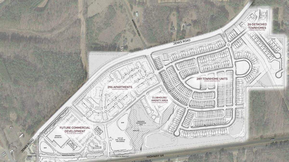 A map of the Westford property and its planned developments.