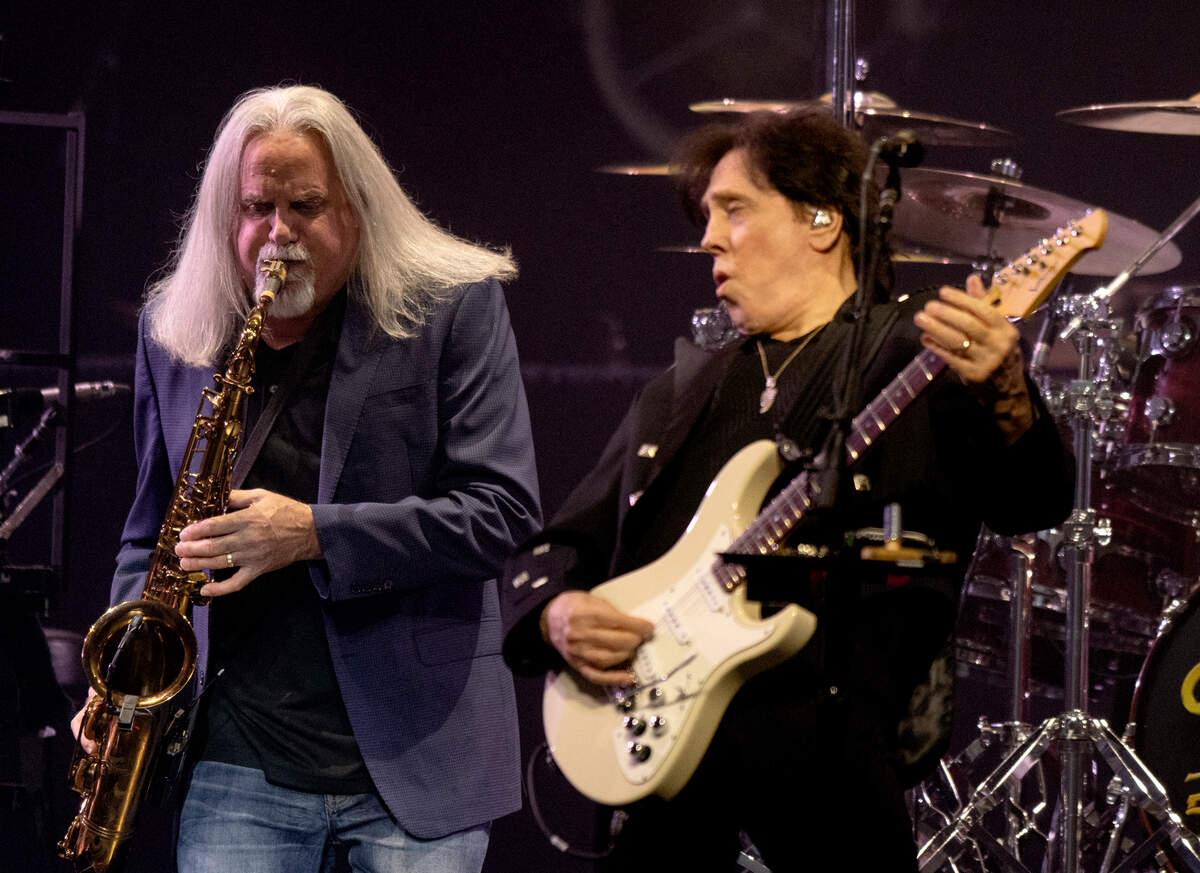 Marc Russo (left) and John McFee perform with The Doobie Brothers as they open for the Eagles on ‘The Long Goodbye’ Final Tour at Raleigh, N.C.’s PNC Arena, Thursday night, Nov. 9, 2023.