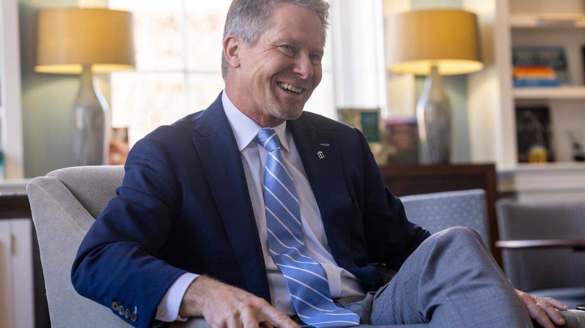 Kevin Guskiewicz reflects on his time as the chancellor of UNC-Chapel Hill during an interview with The News & Observer on Wednesday, Jan.10, 2024. Guskiewicz will leave the university Friday to become the president of Michigan State University.
