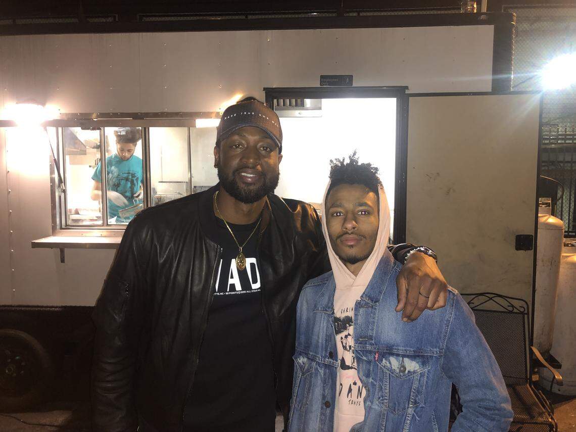 Dwyane Wade watched Duke beat Wake Forest Tuesday night in Cameron Indoor Stadium. After the game, he stopped at the Dankery, a popular food truck run by 22 year-old Ian Burris. Burris posted this photo on his truck’s Instagram page.