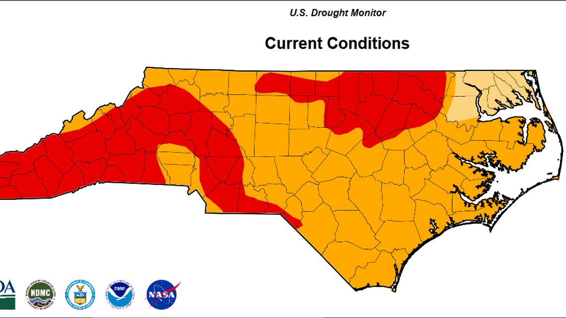 The drought conditions in North Carolina as of Thursday, April 21, 2026.