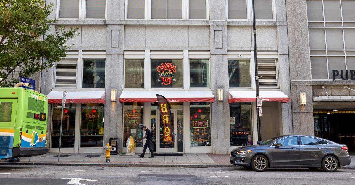 The exterior of Clyde Cooper’s Barbecue at 327 S. Wilmington Street on Tuesday, November 14, 2023 in Raleigh, N.C.