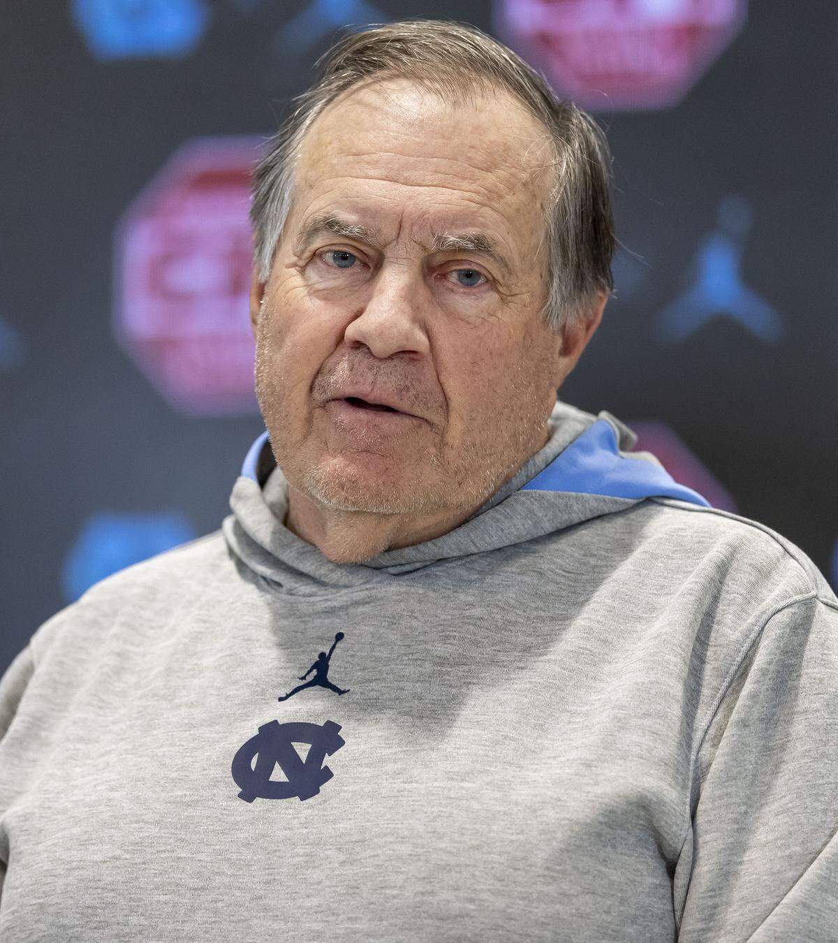 North Carolina coach Bill Belichick addresses the excessive amount of speeding tickets issued to players on his team, during a press briefing on Tuesday, November 18, 2025 at Kenan Stadium in Chapel Hill, N.C.
