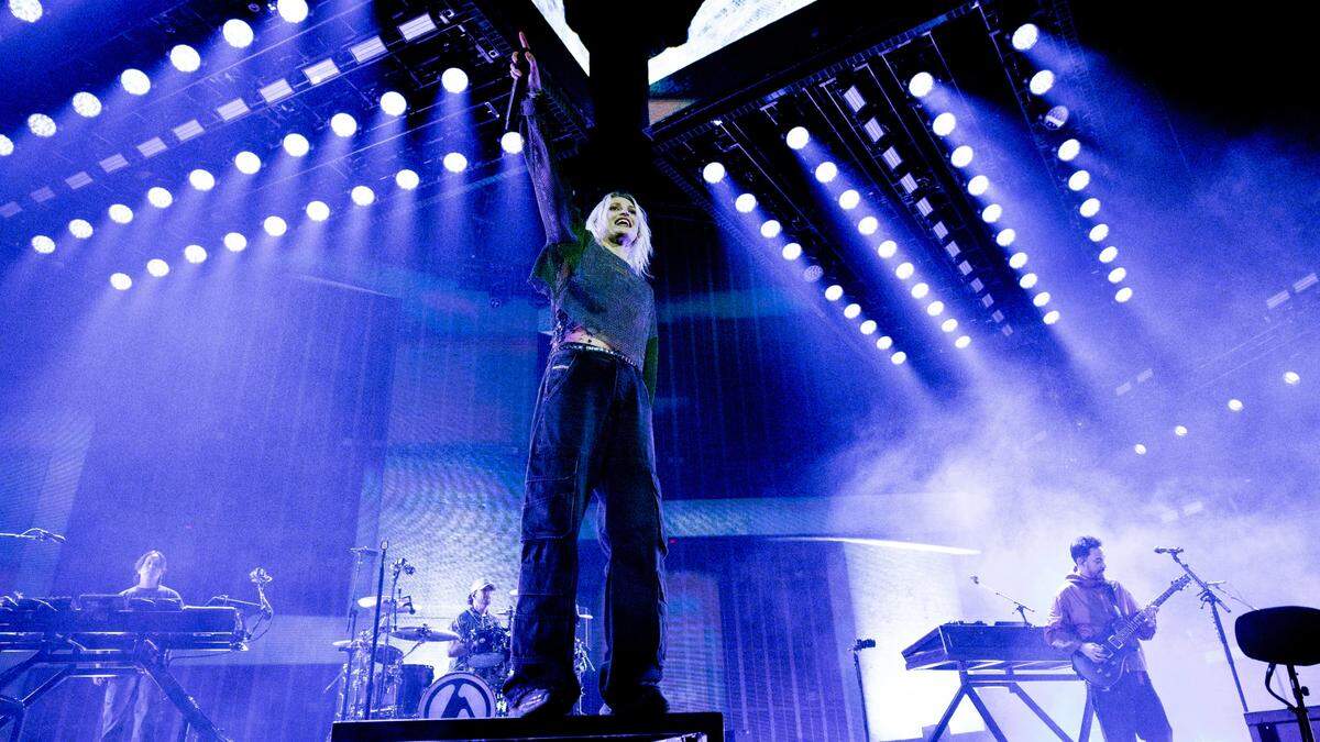 Linkin Park vocalist Emily Armstrong takes center stage in concert on their “From Zero World Tour 2025” at Raleigh, N.C.’s Lenovo Center, Tuesday night, May 6, 2025.