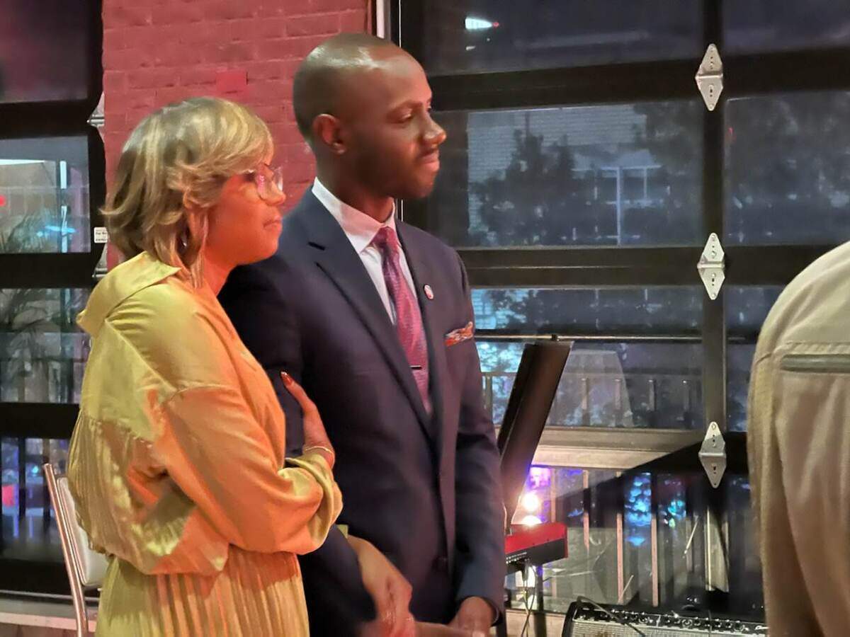 Terrance Ruth and his wife, Kiara, at the Ruth campaign party on Nov. 8, 2022.