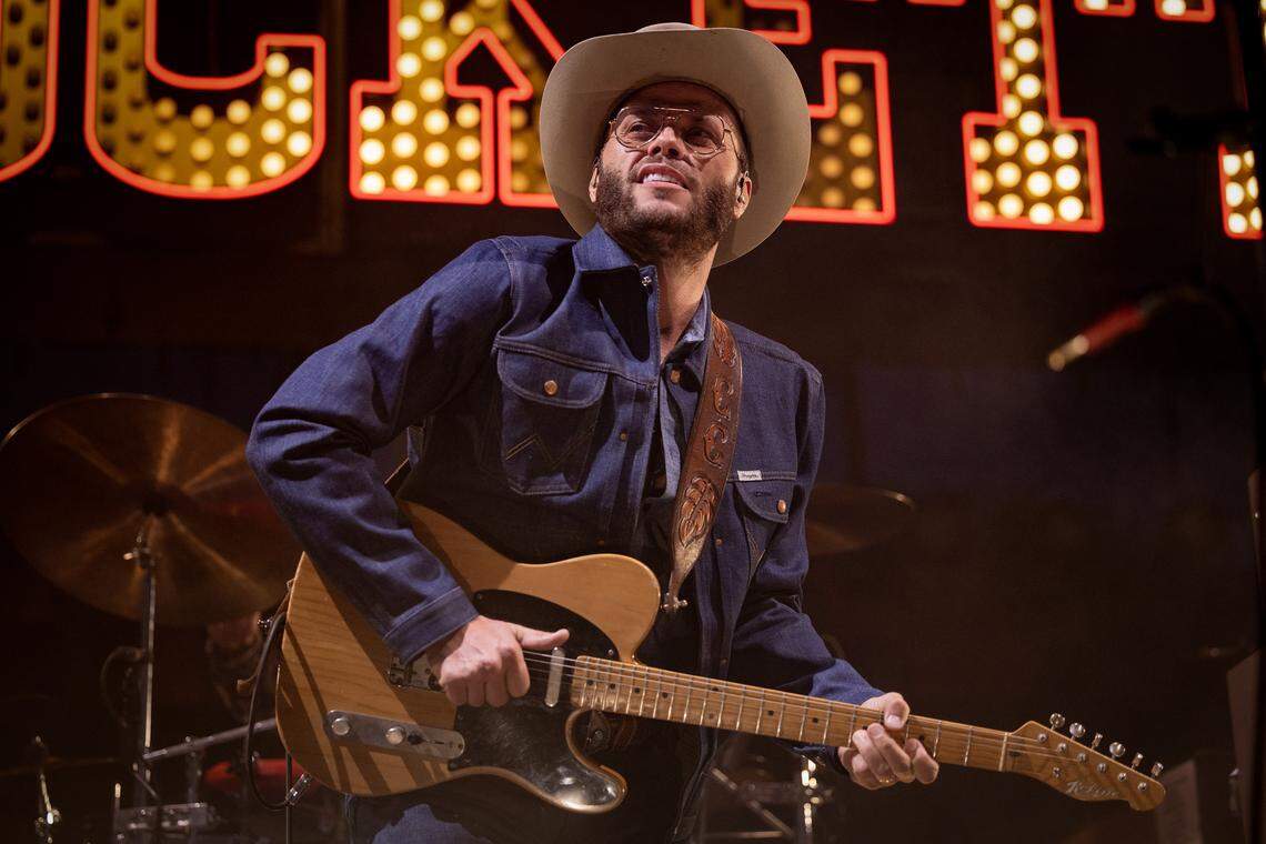 The $10 cowboy Charley Crockett in concert at Red Hat Amphitheater in Raleigh, N.C., Friday night, Sept. 12, 2025.