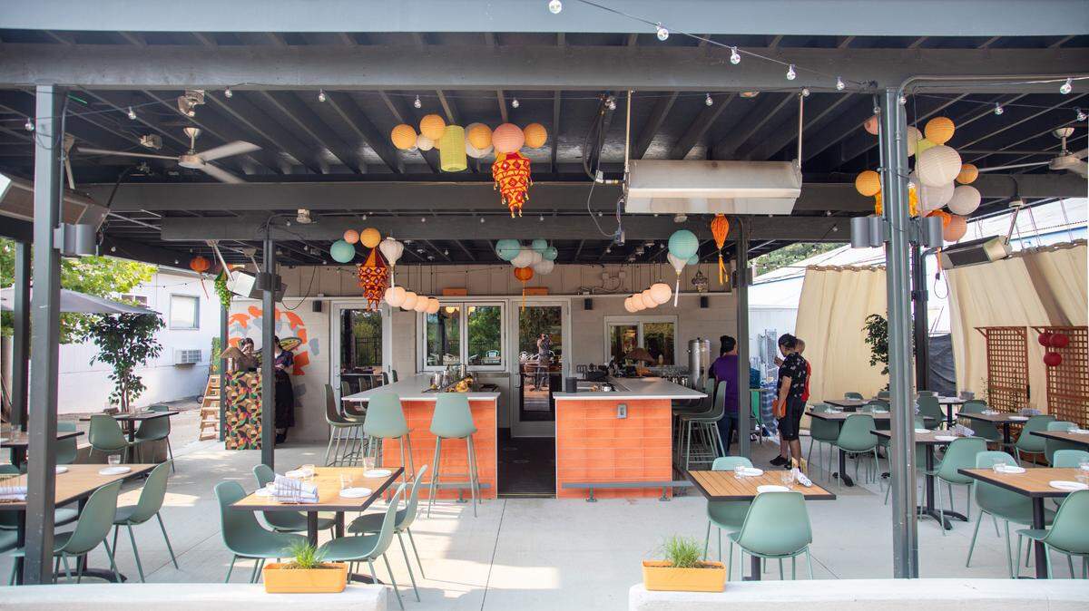 The patio at Ajja, a new restaurant from Cheetie Kumar and Paul Siler in on Bickett Blvd. in Raleigh. Ajja focuses on Mediterranean, Middle Eastern and Southwest Asian flavors.