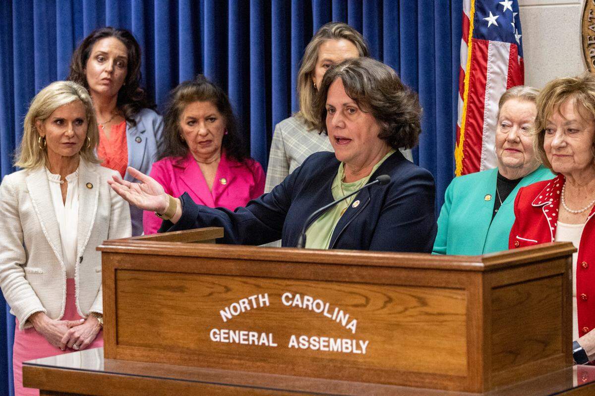 Republican lawmakers announce a deal to restrict abortion after the first trimester of pregnancy during a press conference at the State Legislature Building on Monday, May 2, 2023.