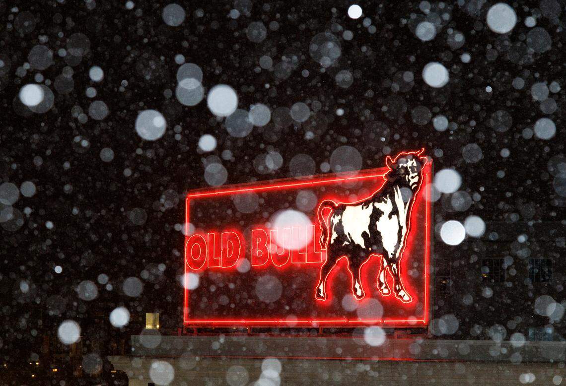 Snow falls in downtown Durham, N.C. on Tuesday, Jan. 21, 2025.