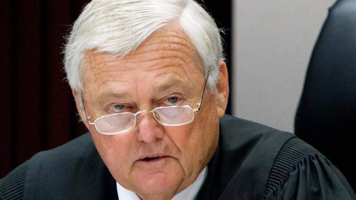 Superior Court Judge Robert Hobgood delivering his ruling that North Carolina’s school voucher program is unconstitutional, siphoning public dollars for private school use, in a Wake County courtroom on Aug. 21., 2014.