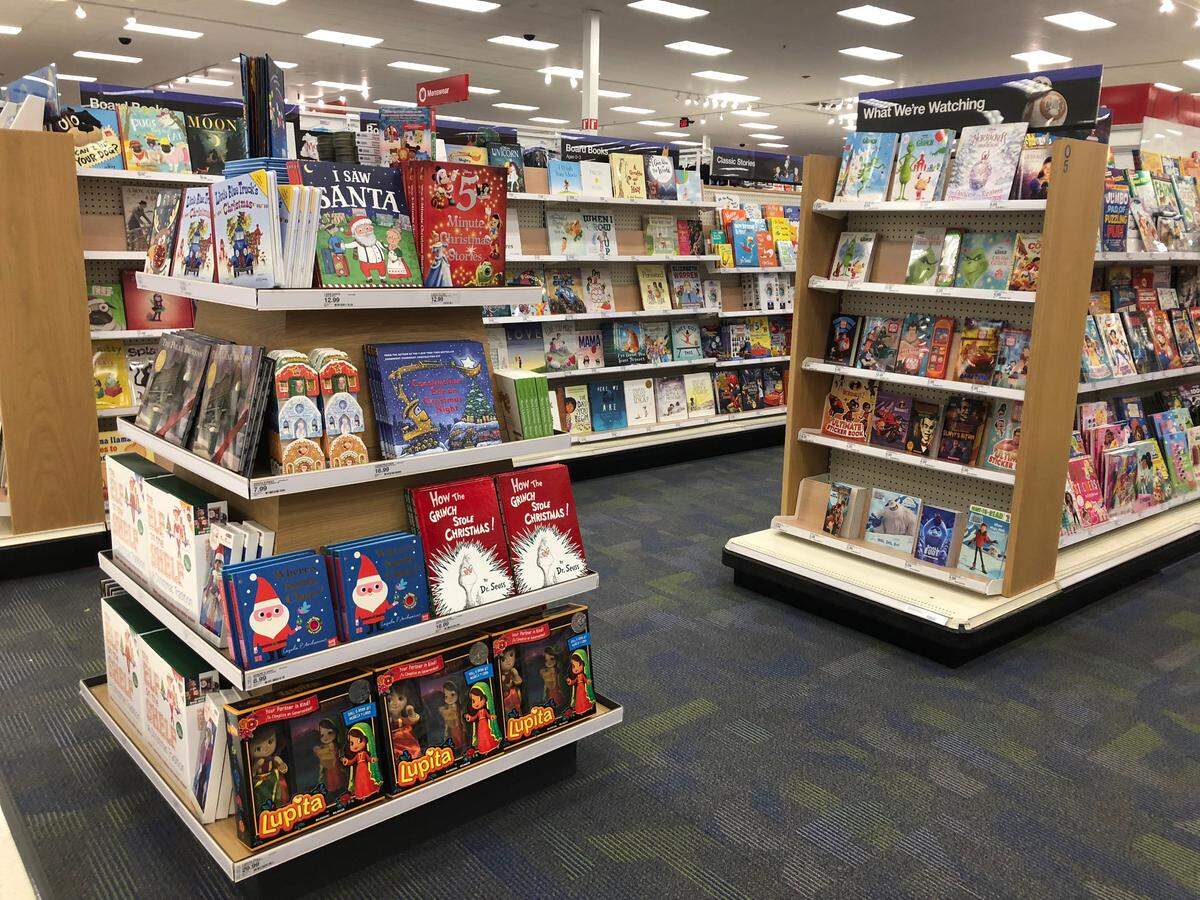 The Target at Brier Creek in Raleigh has a carpeted book nook area for kids.