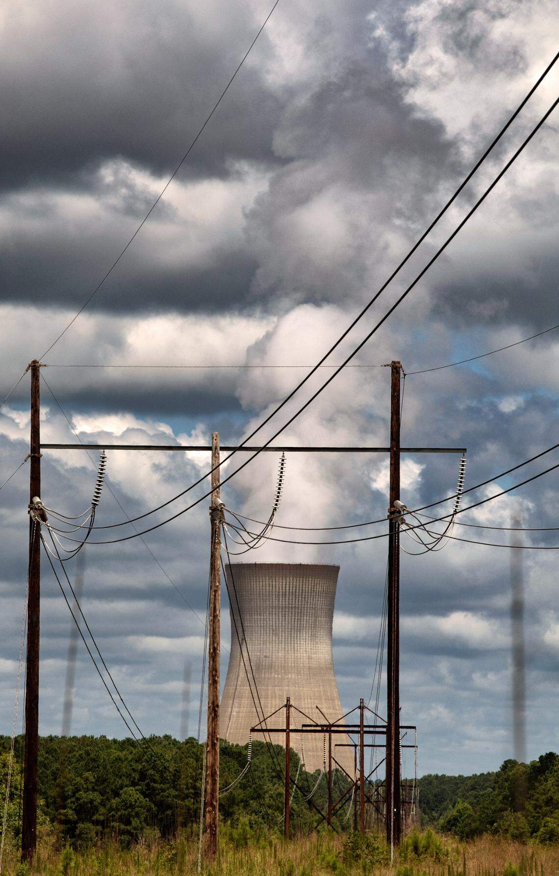 Steam rises from the cooling tower of Duke Energy’s Harris nuclear plant in New Hill, N.C., just south of Raleigh.