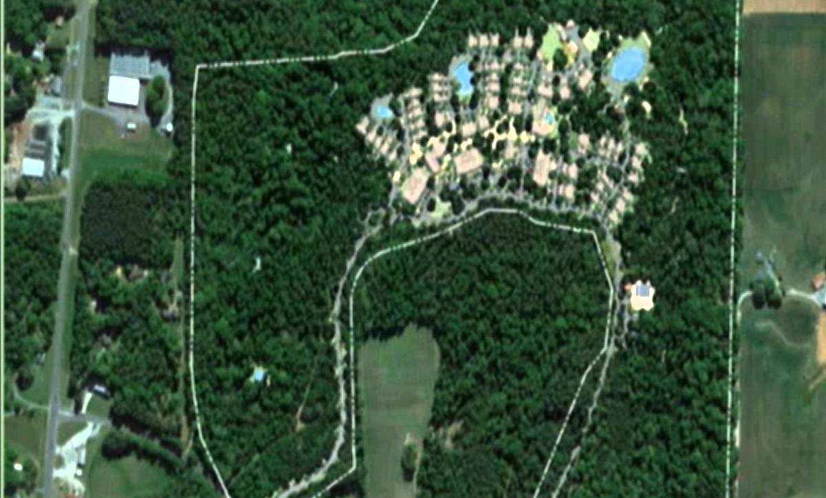 A revised site plan shown at the Feb. 4 public hearing reflects recent changes in the Fiddlehead Corner housing development planned for Morrow Mill Road in southwestern Orange County. The development would be compact, leaving roughly 60 acres undeveloped.