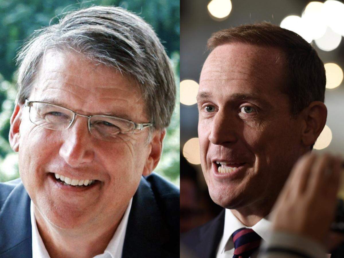 Republican Senate candidates Pat McCrory and Ted Budd