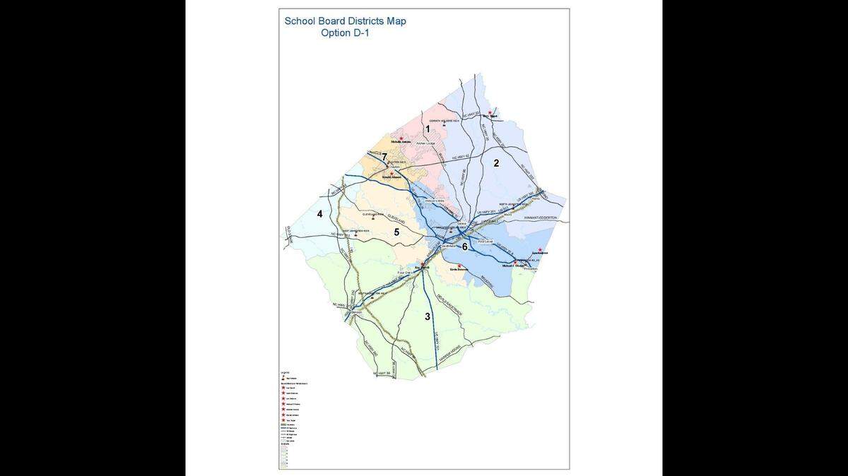 The Johnston County school board adopted this new election map that will be used beginning in 2024. School board candidates will still run countywide but have to be in one of the districts that’s on the ballot.