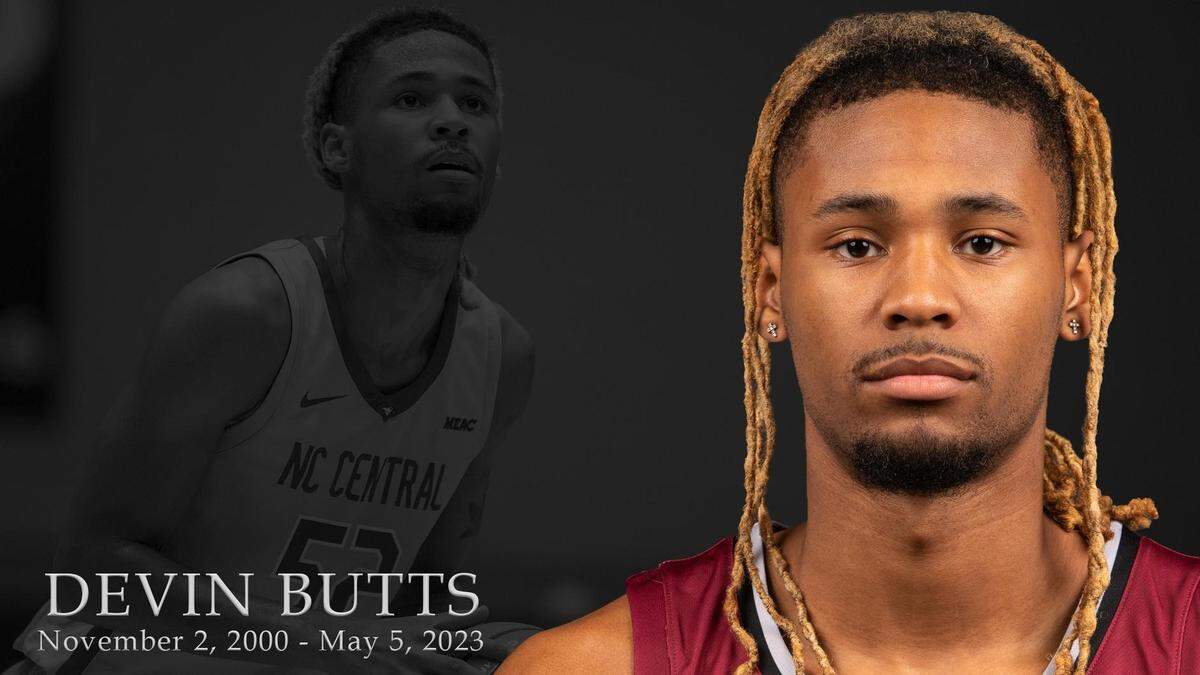 N.C. Central University men’s basketball player Devin Butts, who died May 5, 2023.
