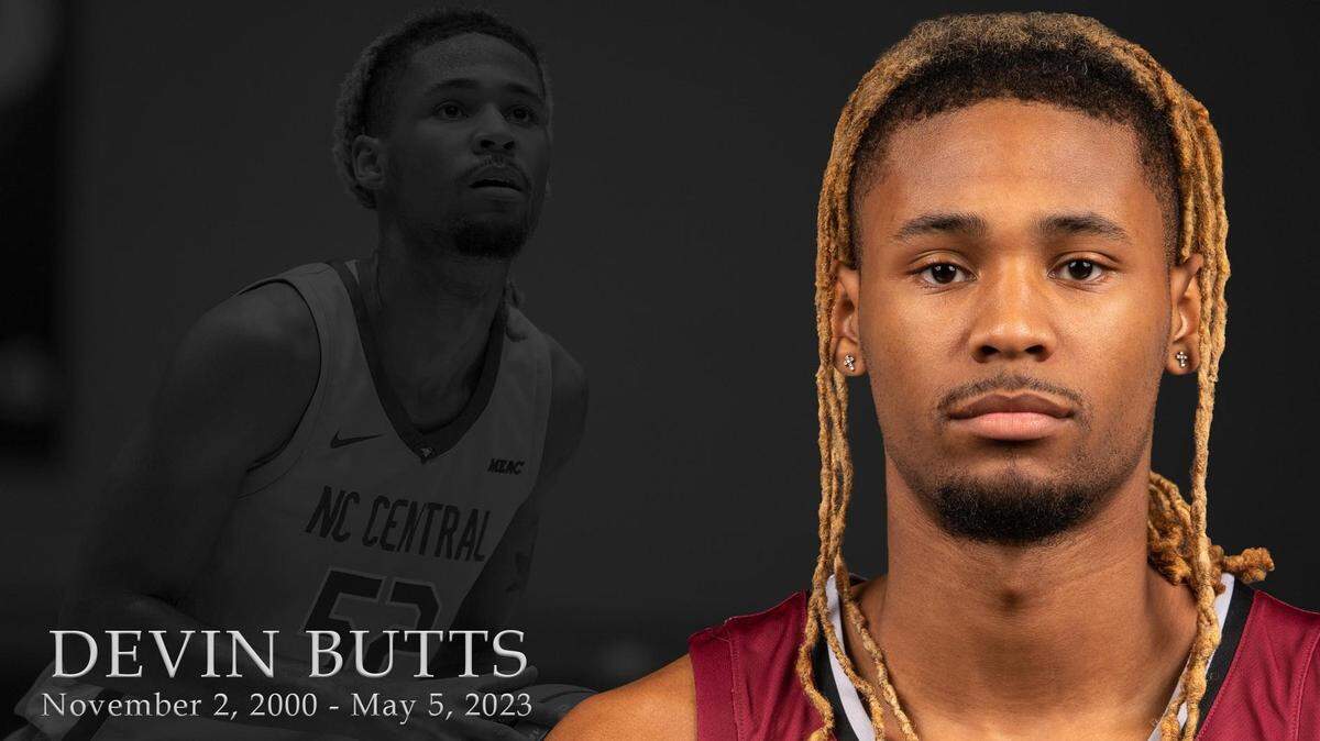 N.C. Central University men’s basketball player Devin Butts, who died May 5, 2023.