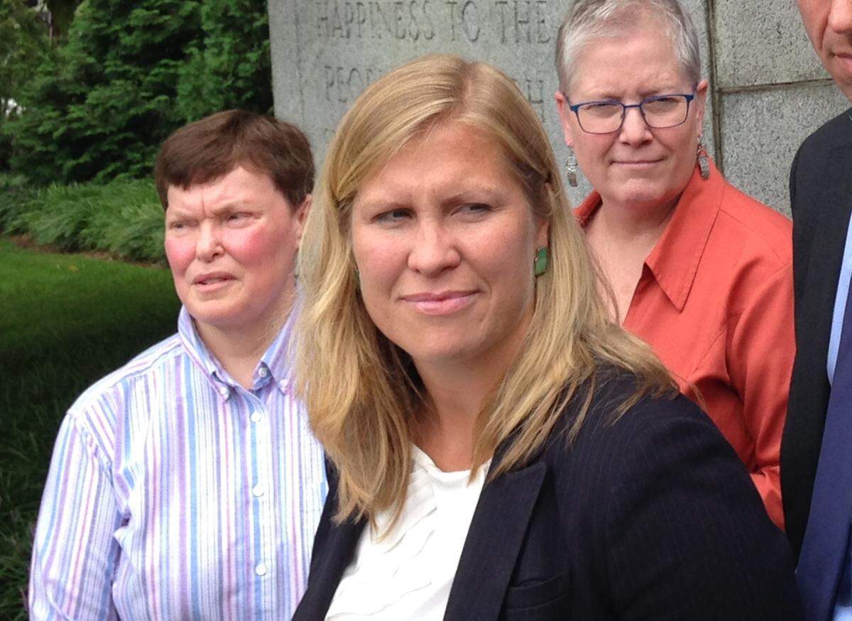 NWSL Players Association executive director Meghann Burke, second from left in this 2016 file photo, filled a leadership vacuum when the soccer league was plunged into scandal.