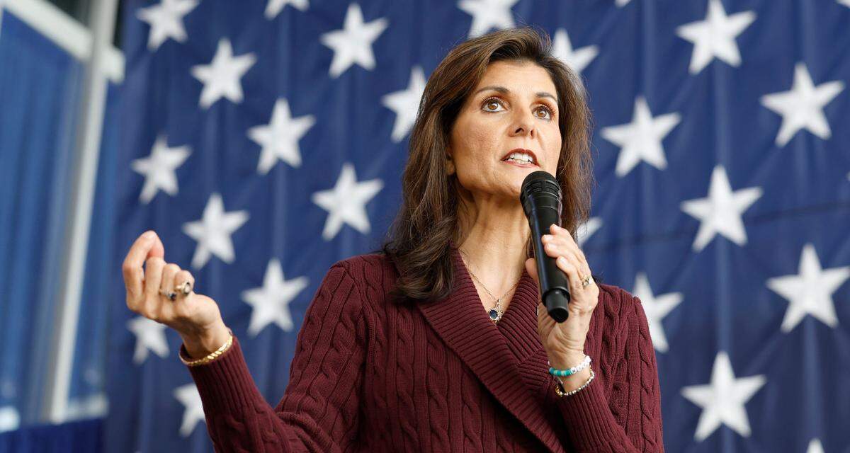 Republican presidential candidate Nikki Haley speaks during a rally at Union Station in Raleigh, N.C., Saturday, March 2, 2024.