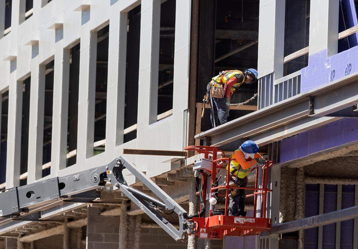 Construction continues on Wednesday, Aug. 9, 2023, at Hub RTP in Research Triangle Park.