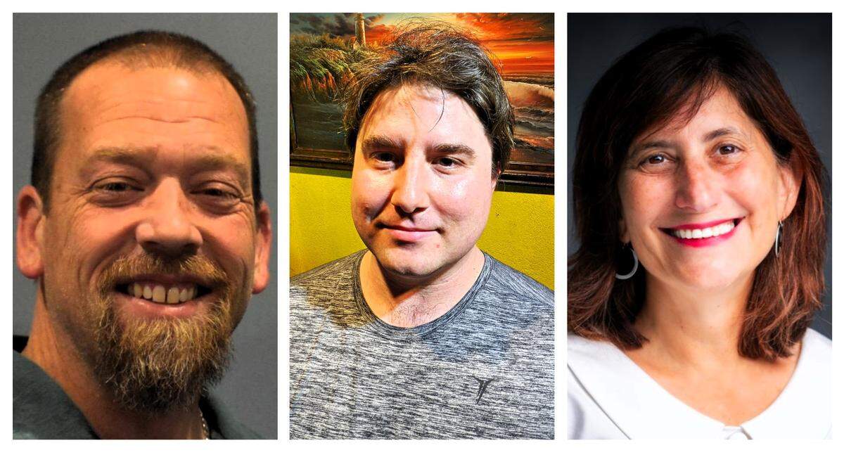 Three candidates are running in March 2026 to fill the at-large seat on the Orange County Board of Commissioners: Adam Beeman (from left), Jeffrey Hoagland, and Karen Stegman.