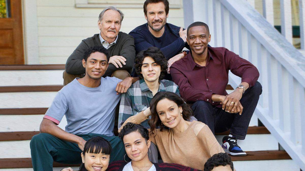 NBC’s “Council of Dads” (L-R): Steven Silver as Evan Norris, Thalia Tran as Charlotte Perry, Michael ONeill as Larry Mills, Michele Weaver as Luly Perry, Emjay Anthony as Theo Perry, Clive Standen as Anthony Lavelle, Sarah Wayne Callies as Robin Perry, J. August Richards as Dr. Oliver Post, Blue Chapman as JJ Perry.