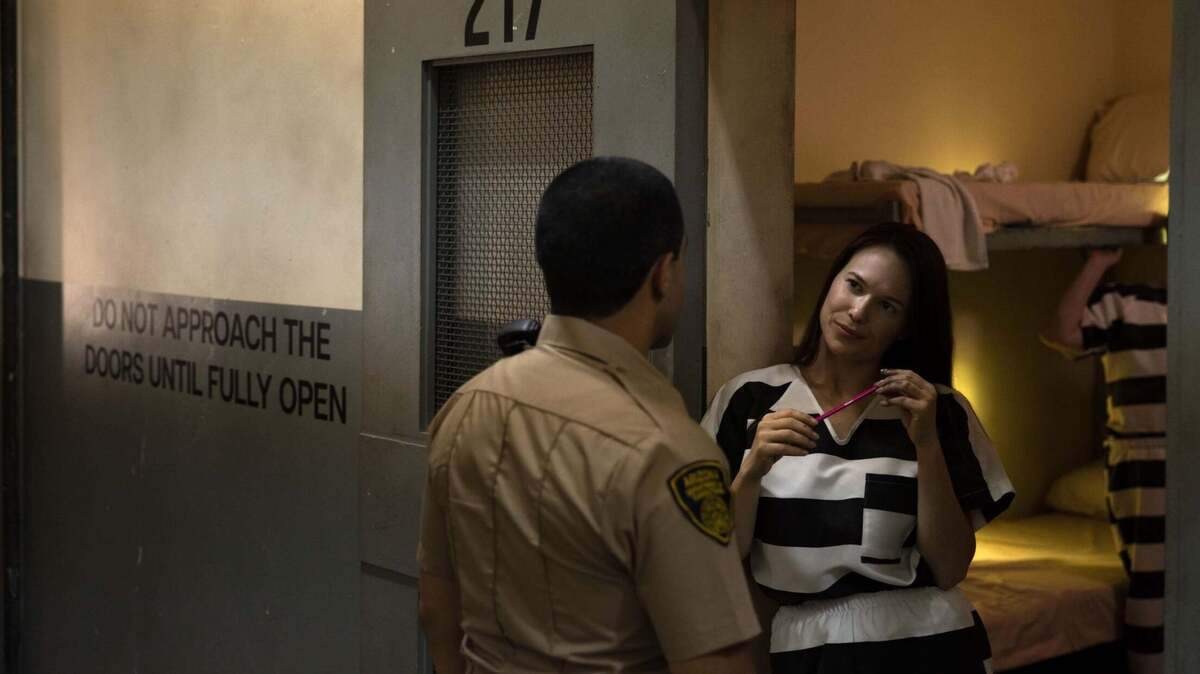 Celina Sinden stars as Jodi Arias in “Bad Behind Bars: Jodi Arias” on Lifetime.