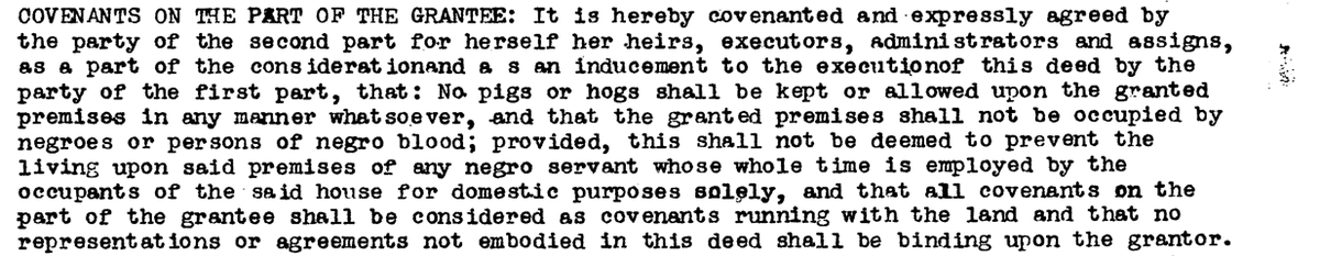 A screenshot of the earliest deed in Wake County containing a racially restrictive covenants.