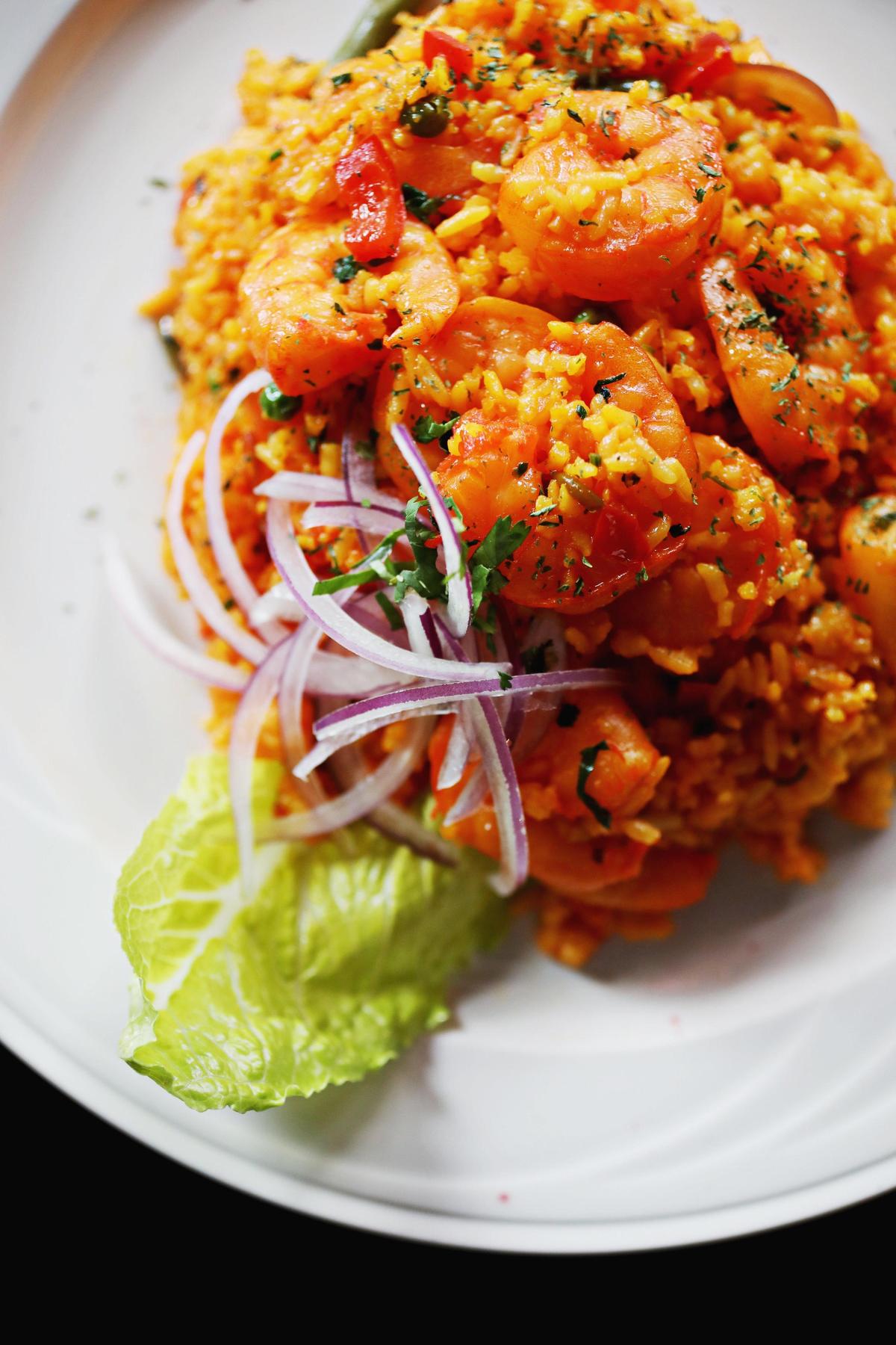 A simple rice and shrimp dish is a new arrival to the menu at Pisco Mar in Raleigh.