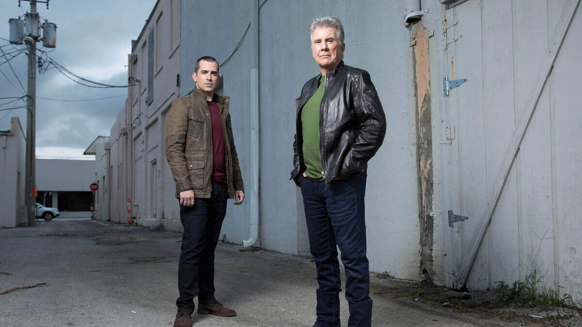 John Walsh, right, and son Callahan Walsh, left, star in the new Investigation Discovery series “In Pursuit with John Walsh.” Florida, 2018.