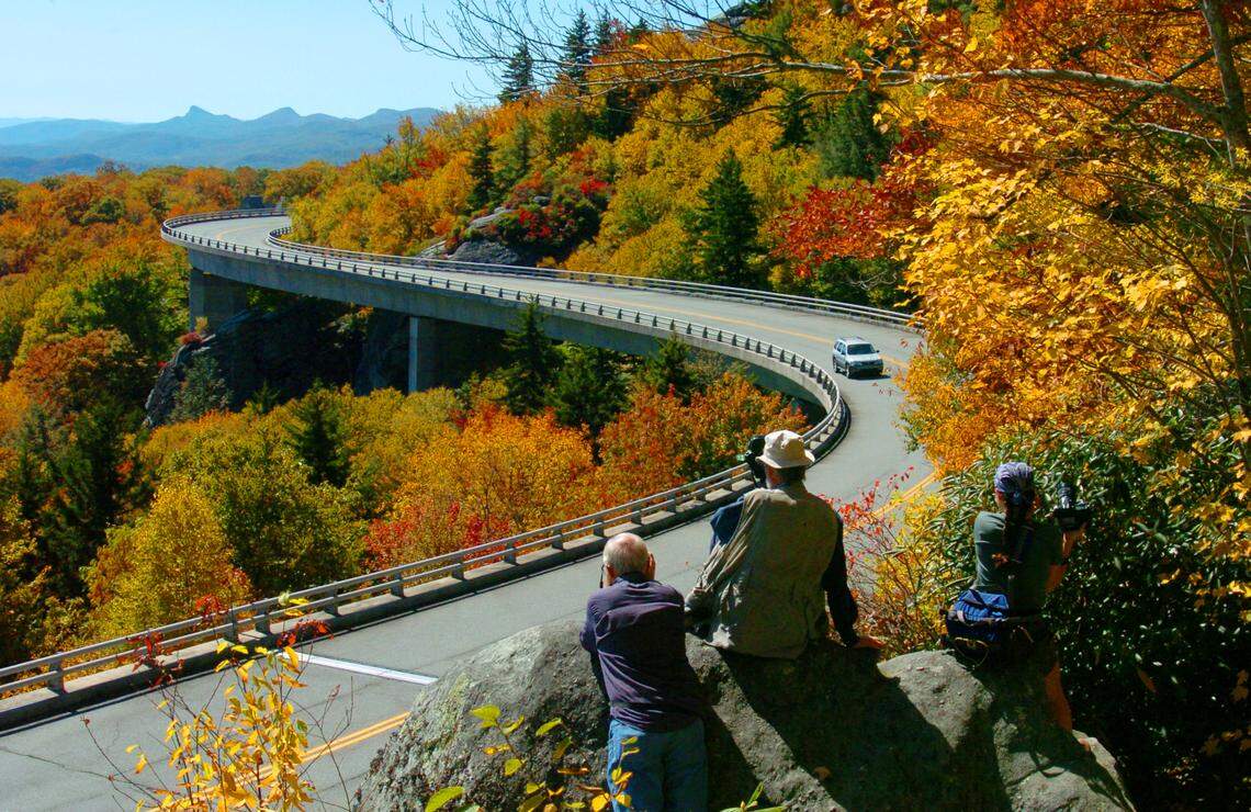 The Linn Cove Viaduct on the Blue Ridge Parkway at Grandfather Mountain.