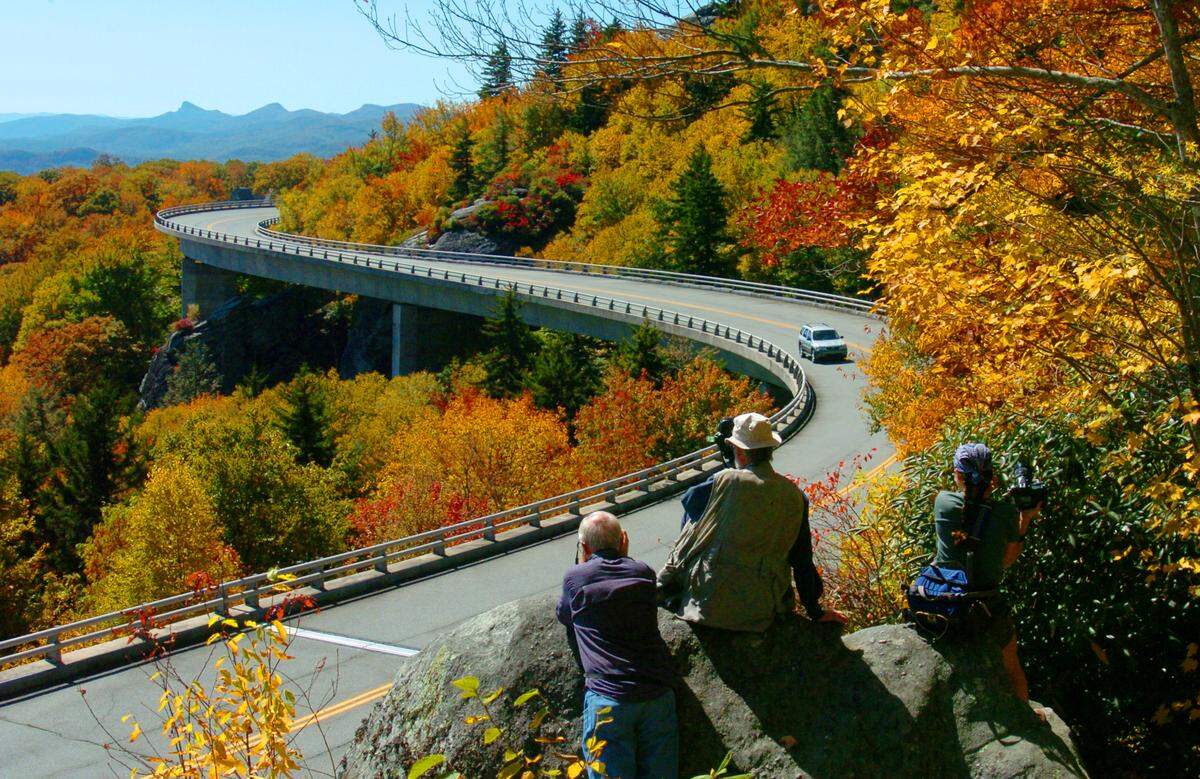 The Linn Cove Viaduct on the Blue Ridge Parkway at Grandfather Mountain.