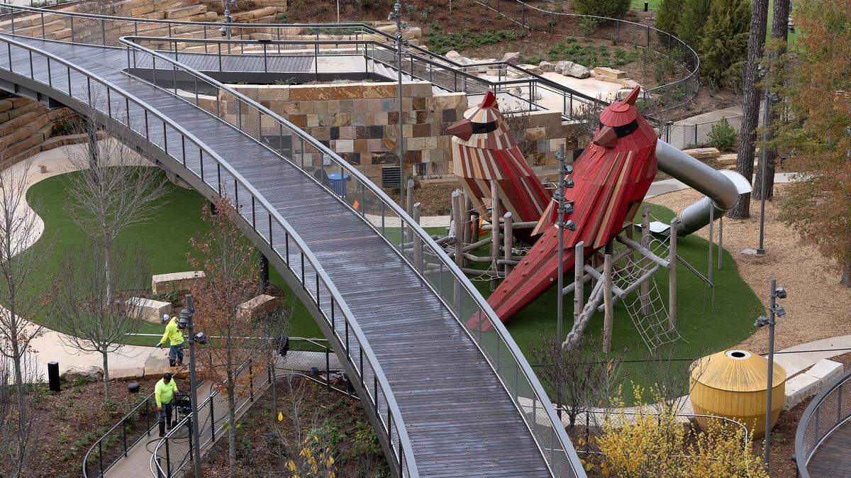 People work in Downtown Cary Park on Wednesday, Nov. 15, 2023, in Cary, N.C.