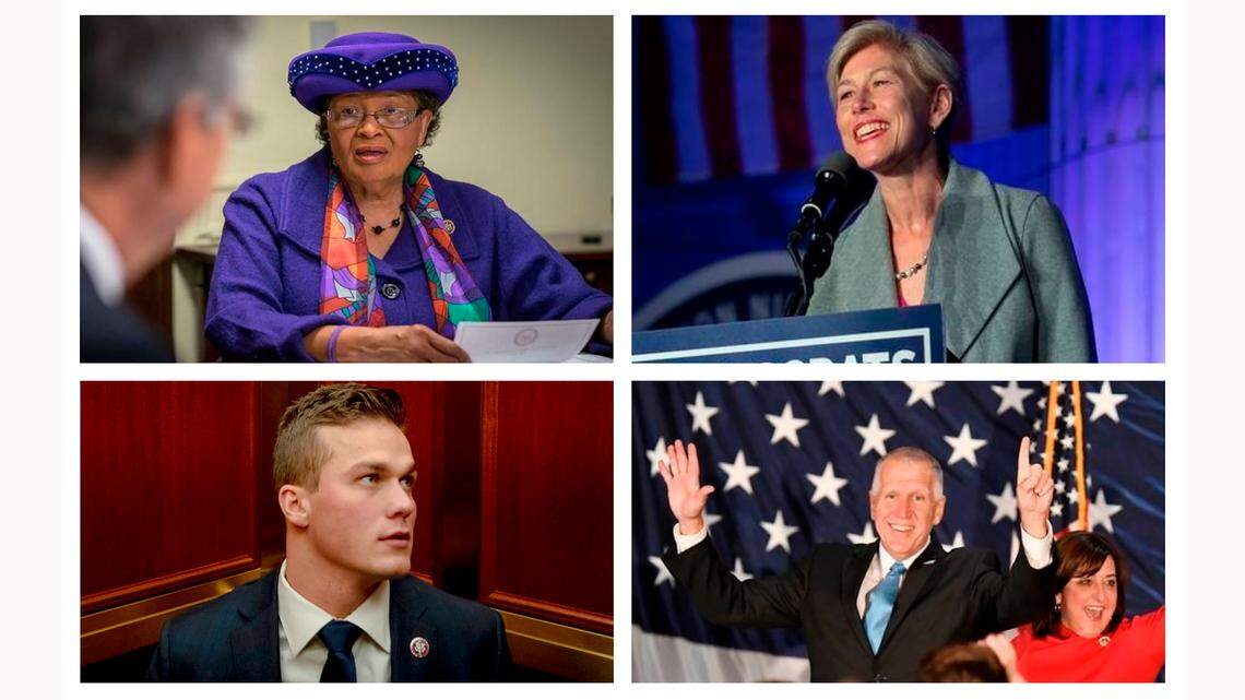Clockwise from top left, Rep. Alma Adams, Rep. Deborah Ross, Sen. Thom Tillis and Rep. Madison Cawthorn.