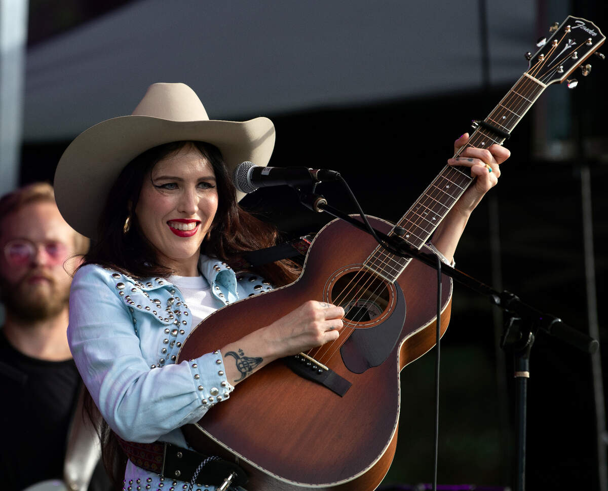 Jaime Wyatt performs at the Moore Square state at the Hopscotch Music Festival, Thursday night, Sept. 8, 2022 in downtown Raleigh.